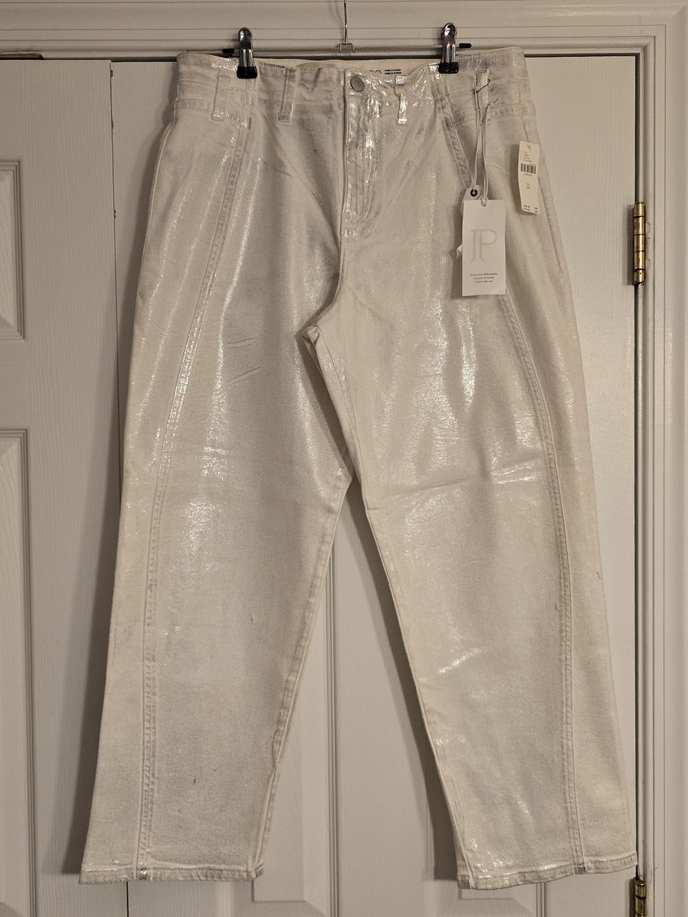 NWT Pilcro Silver Metallic Trousers - 30